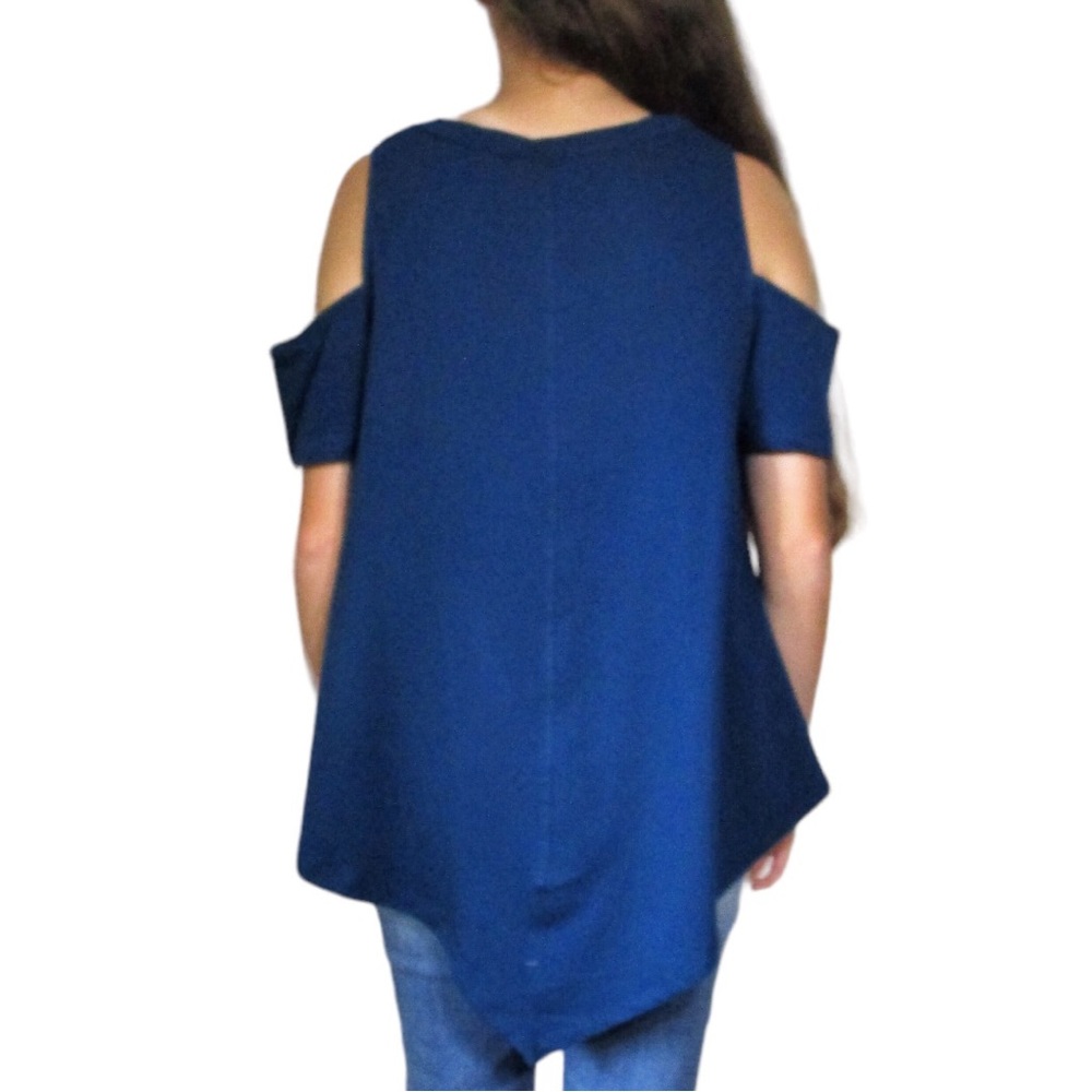 H by Bordeaux Blue Oversized Cold Shoulder Tunic sz Small NEW - Picture 5 of 6